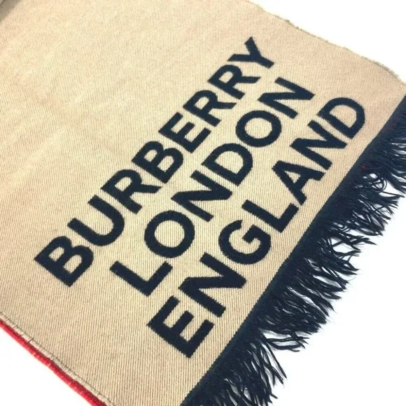 AUTHENTICITY GUARANTEED BURBERRY fringe Scarf LOVE Scarf wool / silk